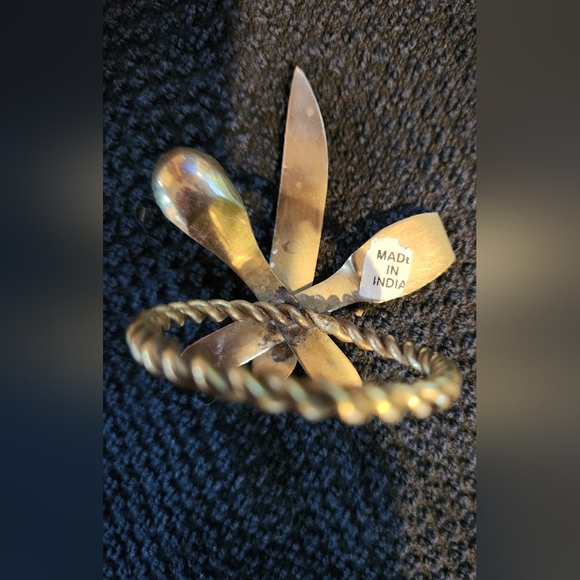 4 Vintage brass fork, knife, spoon napkin rings - Picture 3 of 5